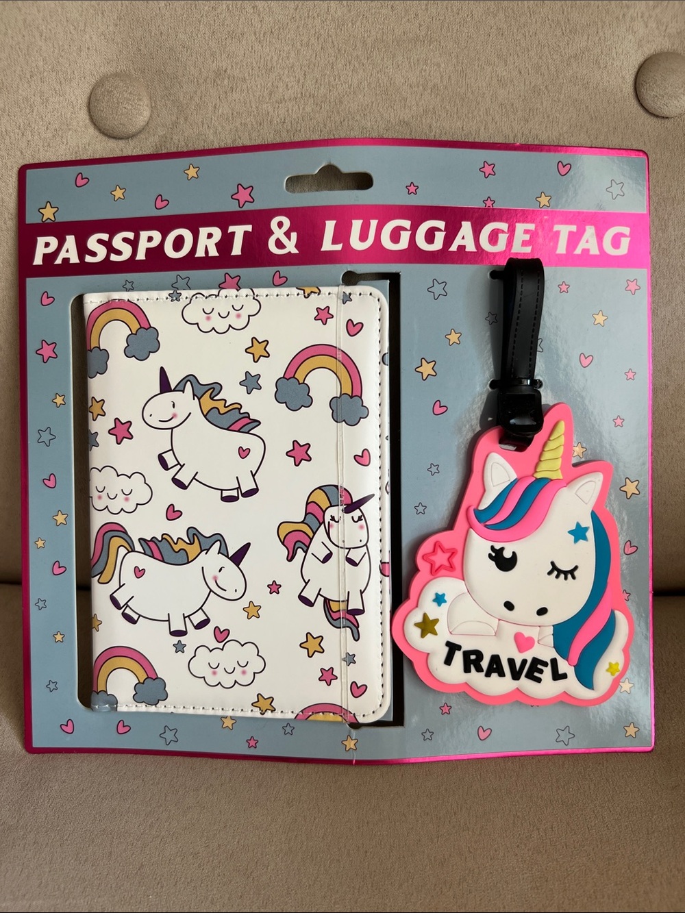NWT Unicorn Passport Cover & Luggage Tag Set 🦄